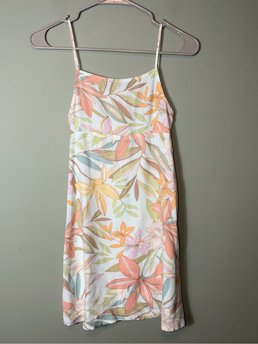 O'Neill Girls Pastel Floral Slip‎ Dress in White with Peach & Mint Size S